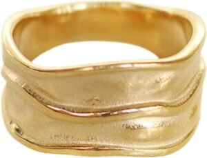 Gold-Plated Hammered Ring For Women | Textured Ring | Rings | Thick Stacking Gold Rings | Chunky Gold Ring | Size 6-8