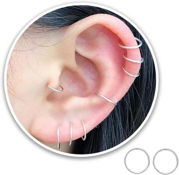 Small Gold or Sterling Silver Huggie Hoop Earrings for Women Cartilage Nose Helix Tragus