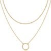Gold Plated Layering Necklaces | Stylish Minimalist Design Pendant Necklaces | Bar, Circle, Lotus, Disc, Dog Tag, Horizontal Bar Pendants for Women