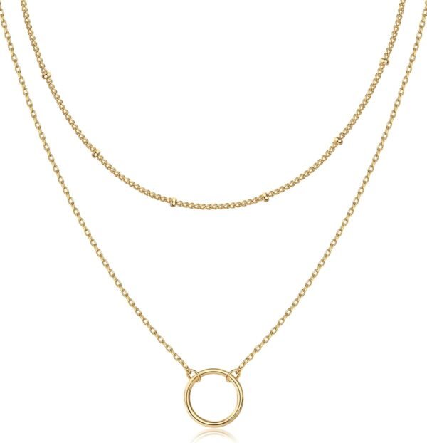 Gold Plated Layering Necklaces | Stylish Minimalist Design Pendant Necklaces | Bar, Circle, Lotus, Disc, Dog Tag, Horizontal Bar Pendants for Women