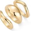 Gold Plated Chunky Stackable Rings Set for Women | Cubic Zirconia Bands Set | 3 Statement Rings Pack
