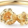 Birth Flower Ring for Women   Gold Plated Floral Minimalist Stackable Finger Jewelry Birthday Gifts