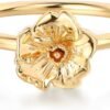 Birth Flower Ring for Women   Gold Plated Floral Minimalist Stackable Finger Jewelry Birthday Gifts