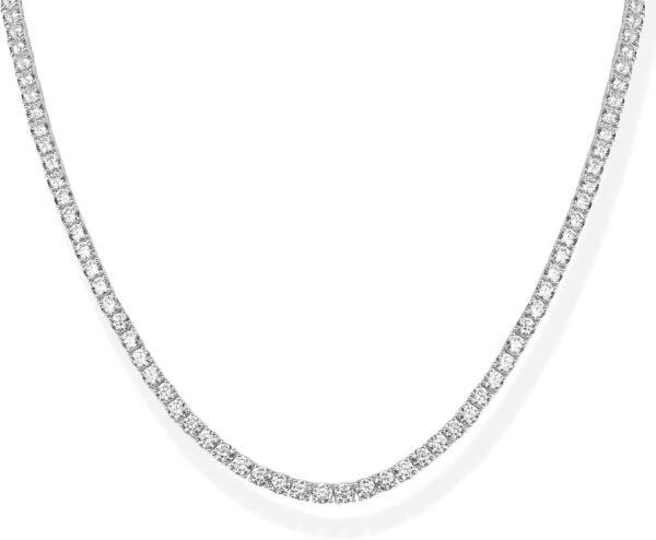 Gold Plated 3mm Simulated Diamond Tennis Necklace Chunky Long Necklace for Women Sizes 16" and 18"