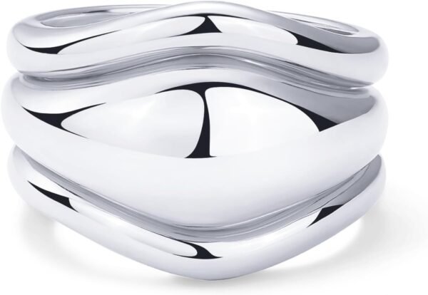 Gold Plated Chunky Stackable Rings Set for Women | Cubic Zirconia Bands Set | 3 Statement Rings Pack