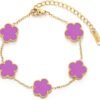 Four Leaf Clover Bracelet for Women   Gold Plated Stainless Steel Lucky 4 Leaf Gold Link Bracelet Jewelry Gift for Women