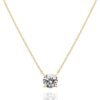 Gold Plated Crystal Solitaire 1.5 Carat (7.3mm) Cubic Zirconia Dainty Choker Necklace | Gold Necklaces for Women