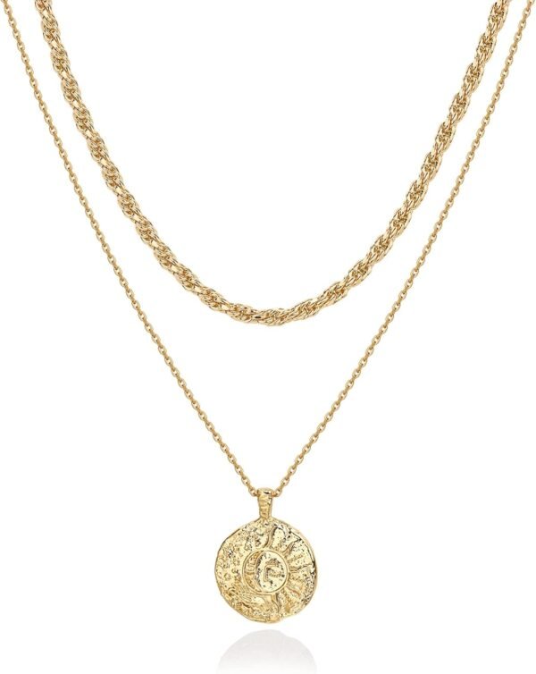 Gold Plated Layering Necklaces | Stylish Minimalist Design Pendant Necklaces | Bar, Circle, Lotus, Disc, Dog Tag, Horizontal Bar Pendants for Women