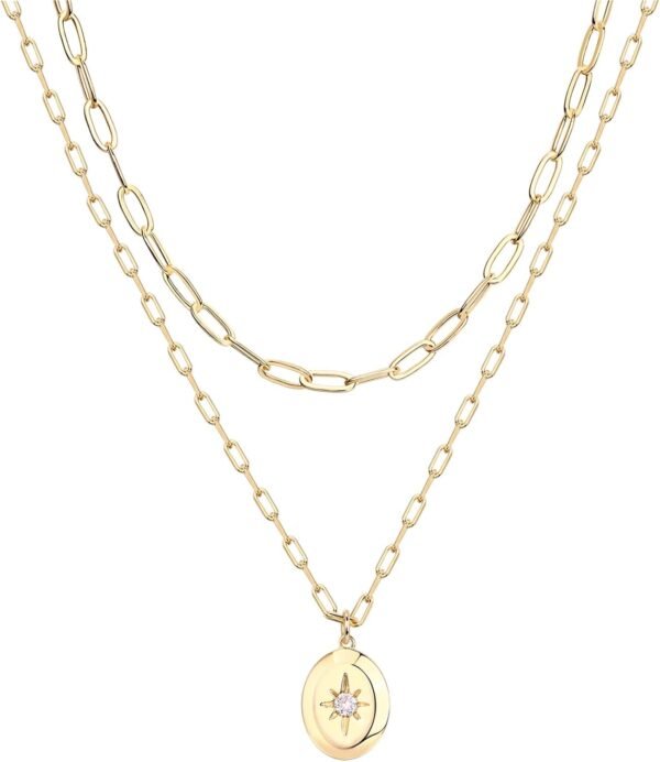 Gold Plated Layering Necklaces | Stylish Minimalist Design Pendant Necklaces | Bar, Circle, Lotus, Disc, Dog Tag, Horizontal Bar Pendants for Women