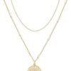 Gold Plated Layering Necklaces | Stylish Minimalist Design Pendant Necklaces | Bar, Circle, Lotus, Disc, Dog Tag, Horizontal Bar Pendants for Women