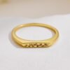 Gold Plated Signet Rings for Women Non Tarnish 925 Sterling Silver Dainty Stackable Gold Ring, Waterproof Engraved Flower Thin Band Unique Everyday Jewelry Gift