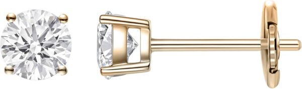 61Ps-8jYKxL._AC_SL1500 LAB-GROWN Round Cut Diamond Earrings 4 Prong (D-F Color, VS Clarity) Diamond Stud Earrings for Women, Elegant Stud Earrings