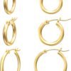 Gold Hoop Earrings for Women   Real Gold Plated Hoops with 925 Sterling Silver Post