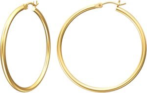 61RIL6nohPL._AC_SL1500 Gold Hoop Earrings for Women Real Gold Plated Hoops with 925 Sterling Silver Post