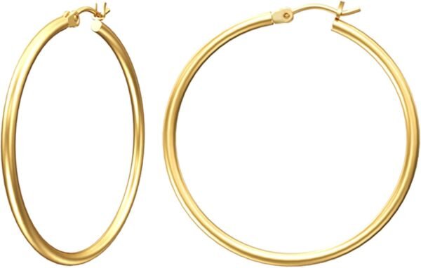 Gold Hoop Earrings for Women   Real Gold Plated Hoops with 925 Sterling Silver Post