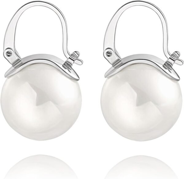 61SOQCwDCkL._AC_SL1500 925 Sterling Silver Hoop Handpicked AAA+ Quality 7.5-8mm White Freshwater Cultured Pearl Dangle Drop Earrings Jewelry for Women
