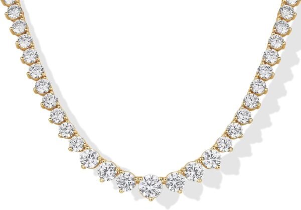 61SVWPi3E-L._AC_SL1500 Gold Plated Graduated Tennis Necklaces for Women - Cubic Zirconia Tennis Necklace for Brides & Bridesmaids - Simulated Diamond Chain Trendy Wedding Jewelry