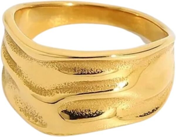 61UTeboNbEL._AC_SL1500 Gold-Plated Hammered Ring For Women | Textured Ring | Rings | Thick Stacking Gold Rings | Chunky Gold Ring | Size 6-8