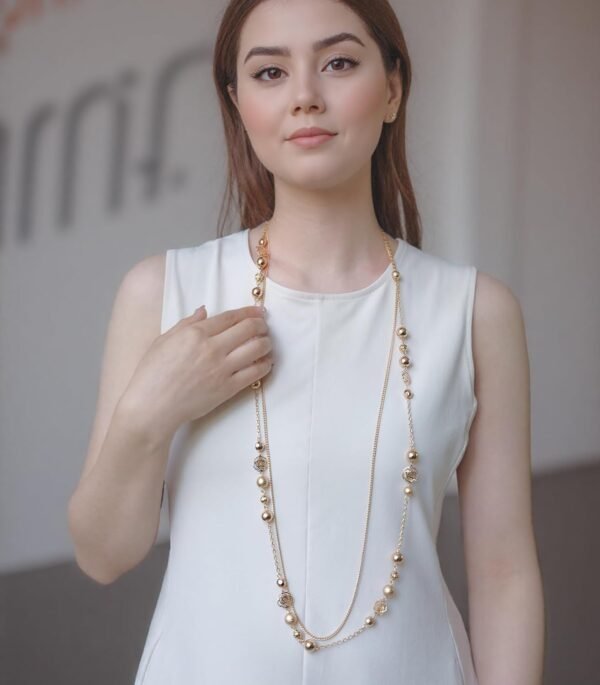 Boho Gold Long Necklaces for Women Natural Stone Beaded Layered Long Necklace Mothers Day Gifts Dainty Flower Costume Jewelry for Women