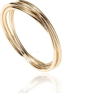 Plated Interlocked Rolling Anxiety Fidget Ring for Women and Men - Stacking Gold Ring