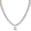 Gold Plated Pear Tennis Necklaces for Women - Cubic Zirconia Tennis Necklace with Drop for Brides & Bridesmaids - Cute Simulated Diamond Chain Trendy Wedding Jewelry
