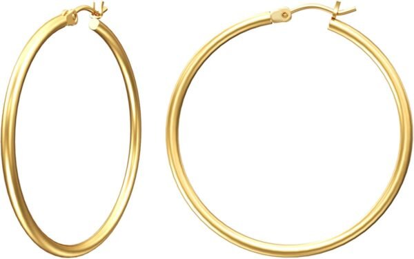 Gold Hoop Earrings for Women   Real Gold Plated Hoops with 925 Sterling Silver Post