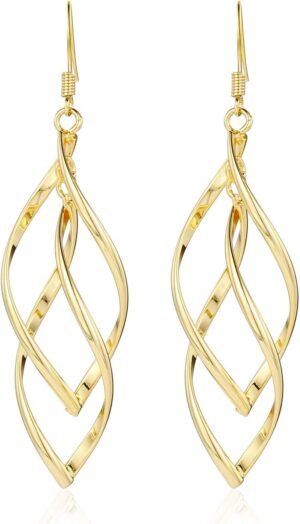 61WOjninbyL._AC_SL1500 Gold Plated Earrings for Women Hypoallergenic Gold Earrings Statement Earrings for Girl Trendy Fashion Gold Jewelry Gifts Above 12 Years Old