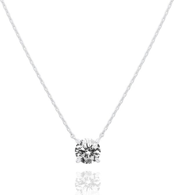 Gold Plated Crystal Solitaire 1.5 Carat (7.3mm) Cubic Zirconia Dainty Choker Necklace | Gold Necklaces for Women