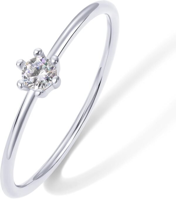 Gold Plated Marquise Round Mini Cubic Zirconia Stackable Rings for Women | Dainty Stacking Thin Band for Women