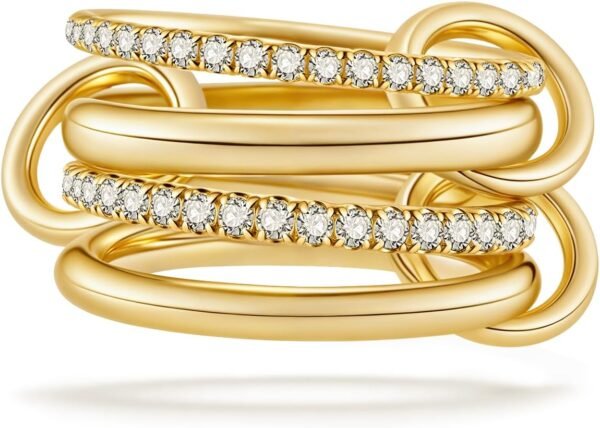 Stackable Rings for Women Non Tarnish, Dainty Cubic Zirconia Multi Ring   Gold Plated, Statement Rings Stacking Rings Jewelry