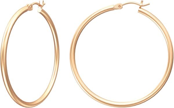 Gold Hoop Earrings for Women   Real Gold Plated Hoops with 925 Sterling Silver Post