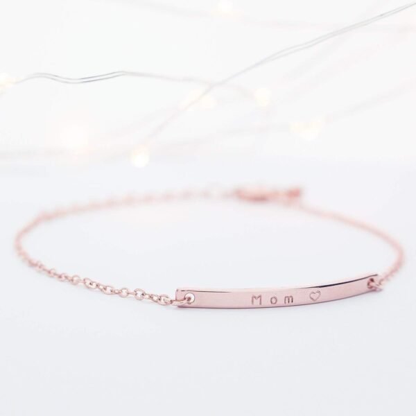 Gold Your Name Bar Bracelet Personalized gift Gold Plated bar Delicate Hand Stamp Best bridesmaid Wedding Graduation Gift