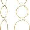 Gold Hoop Earrings for Women   Real Gold Plated Hoops with 925 Sterling Silver Post