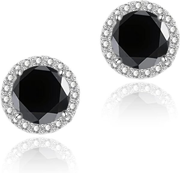 61aEayjg-6L._AC_SL1500 Cubic Zirconia Earrings Studs, Halo CZ Birthstone Simulated Diamond Stud Earrings for Women