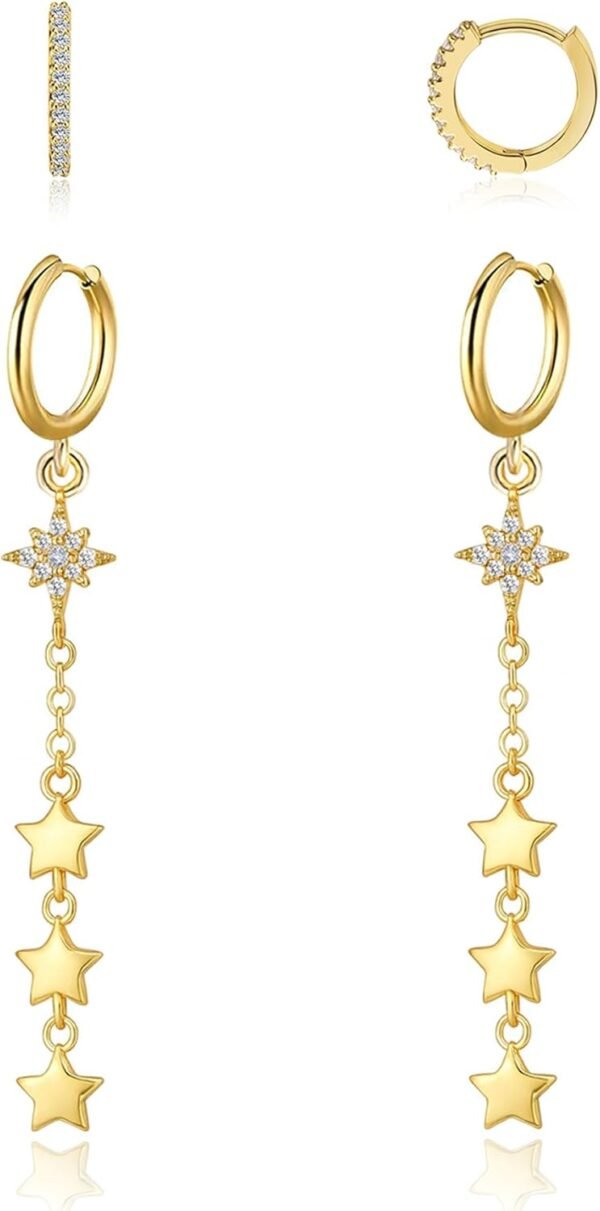 Gold Dangle Earrings for Women,Christmas Gifts Jewelry Dainty Earring   Gold Plated Drop Earrings for Women Trendy Hypoallergenic CZ Dangling Earring