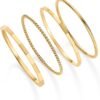 Gold Plated Four Pieces Thin Rings Set for Women | 4 Dainty Stacking Rings Pack | Minimalist Stackable Bands