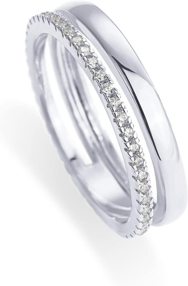 Gold Plated Cubic Zirconia Dual Stacking Rings for Women | Gold Eternity Band for Women | Thumb Ring