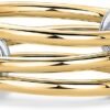 Gold Plated Interlocked Stackable Rings for Women - Statement Mixed Metals Multi Ring Stack - Cubic Zirconia Two-Toned Connected Bands Stacking Jewelry