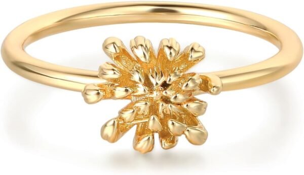 Birth Flower Ring for Women   Gold Plated Floral Minimalist Stackable Finger Jewelry Birthday Gifts