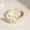 925 Sterling Silver Engagement Rings for Women Radiant Cut Cubic Zirconia Wedding Bands   Gold Plated Bezel Promise Rings for Her Size 4-10
