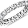 Gold Plated Eternity Ring for Women - Square-Cut Cubic Zirconia Rings - Stackable Love Wedding Band