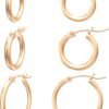 Gold Hoop Earrings for Women   Real Gold Plated Hoops with 925 Sterling Silver Post