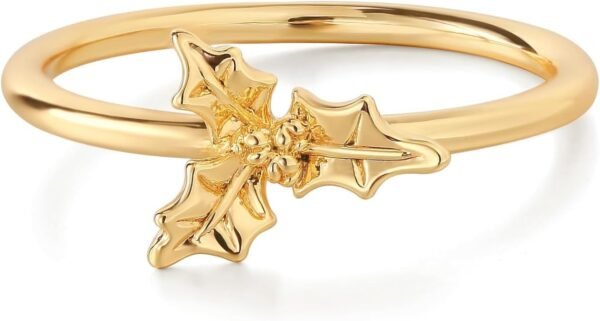 Birth Flower Ring for Women   Gold Plated Floral Minimalist Stackable Finger Jewelry Birthday Gifts