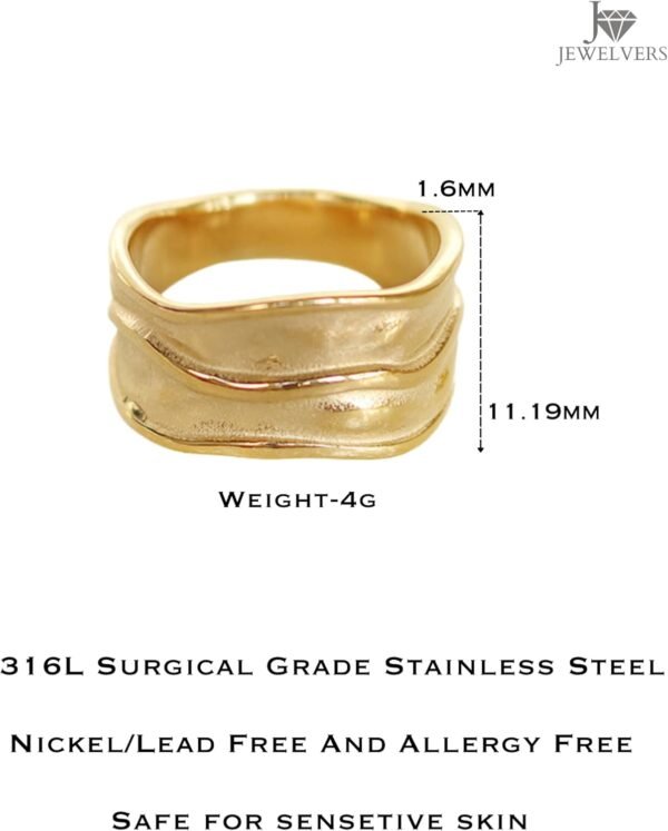 61rJaLyEGQL._AC_SL1500 Gold-Plated Hammered Ring For Women | Textured Ring | Rings | Thick Stacking Gold Rings | Chunky Gold Ring | Size 6-8