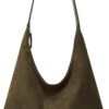 Trendy Suede Crescent Shoulder Bag Women Tote Bag Satchels Crossbody Purse Top-handle Travel College Work Tote Handbag