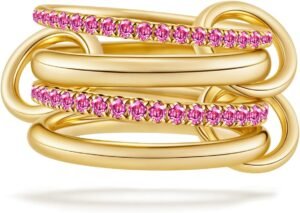 Stackable Rings for Women Non Tarnish, Dainty Cubic Zirconia Multi Ring   Gold Plated, Statement Rings Stacking Rings Jewelry