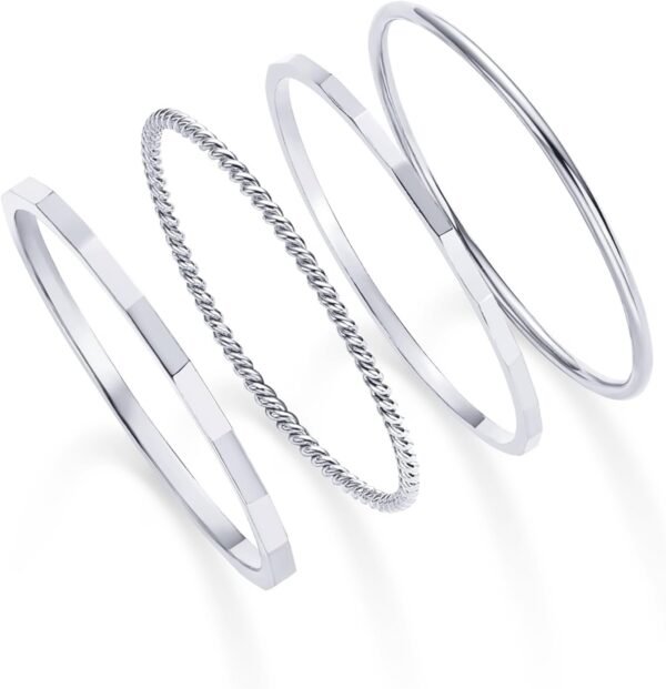 Gold Plated Four Pieces Thin Rings Set for Women | 4 Dainty Stacking Rings Pack | Minimalist Stackable Bands