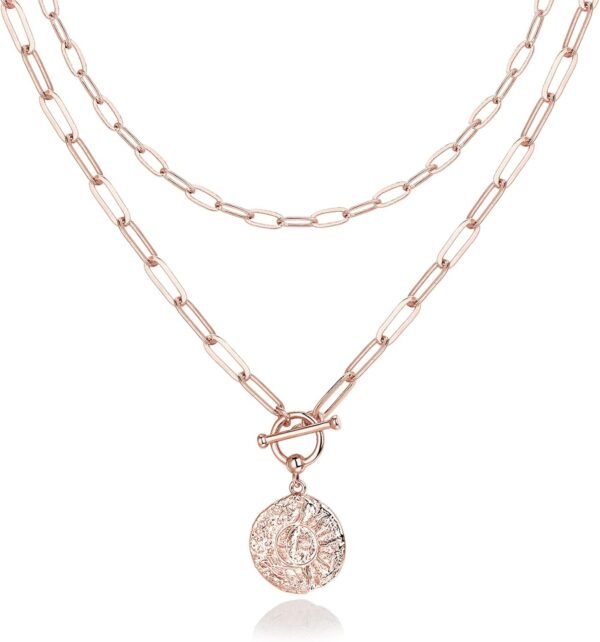 Gold Plated Layering Necklaces | Stylish Minimalist Design Pendant Necklaces | Bar, Circle, Lotus, Disc, Dog Tag, Horizontal Bar Pendants for Women