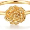 Birth Flower Ring for Women   Gold Plated Floral Minimalist Stackable Finger Jewelry Birthday Gifts