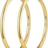 4mm Thick Gold Chunky Earrings Steling Silver Post Hoops Earrings For Women Hollow Tube Hoops Earrings Thick Gold Hoop Earrings Hypoallergenic Lightweight Gold Hoop Large Earrings 20/30/40/50/60MM
